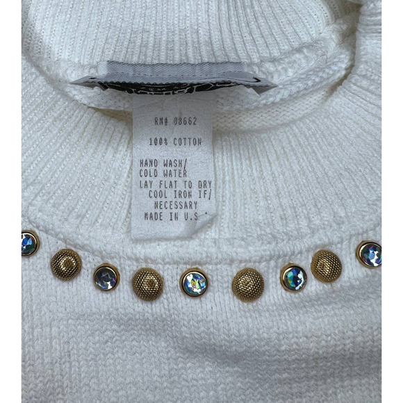 Clodia Dee Sweater Applique Jeweled Cotton Women's Large Beverly Goldberg - Picture 6 of 6
